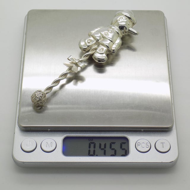 Silver Vintage Italian Handmade Genuine Silver 800 925 Decorative Pinocchio Baby Rattle For Sale - Image 8 of 9