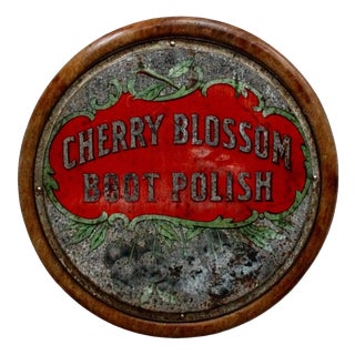 Cherry Blossom Boot Polish Tin Advertising Sign, 1910 For Sale