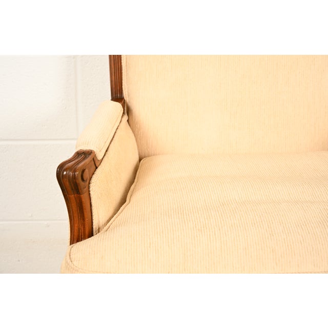 Brown Baker Furniture French Provincial Louis XV Carved Fruitwood Bergère Chairs, Pair For Sale - Image 8 of 14