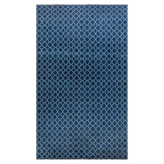 Contemporary Indian Dhurrie Blue and White Handmade Rug by Doris Leslie Blau For Sale