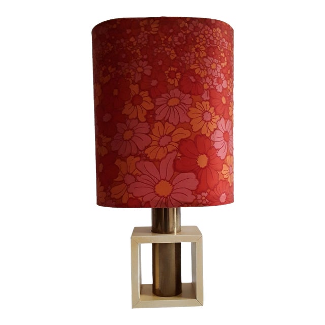 German Beech and Brass Table Lamp, 1960s For Sale