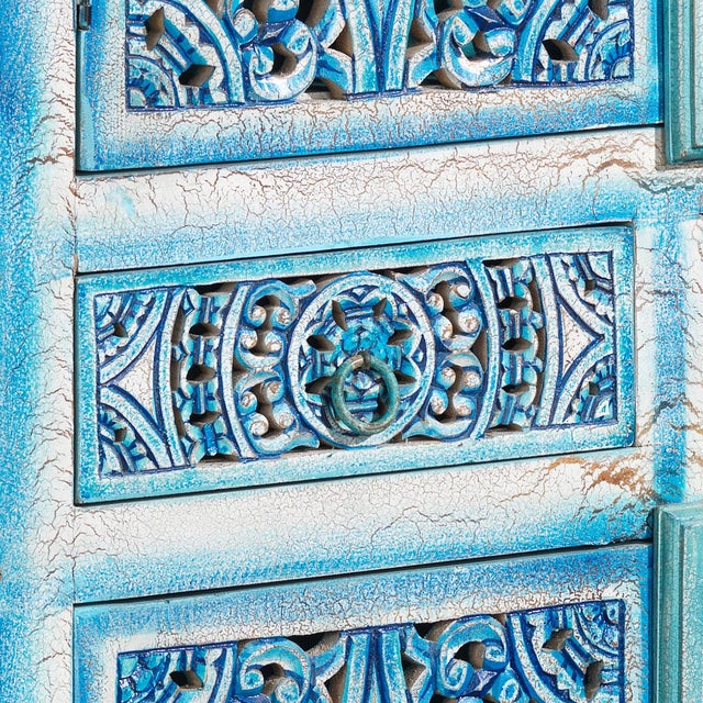 Large Blue Painted Almirah Cabinet, 1950s For Sale - Image 3 of 10