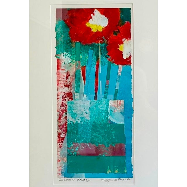 Mid 20th Century Maggie Stewart "Mountain Rosebay" Original Framed Mixed-Media Collage For Sale - Image 9 of 9
