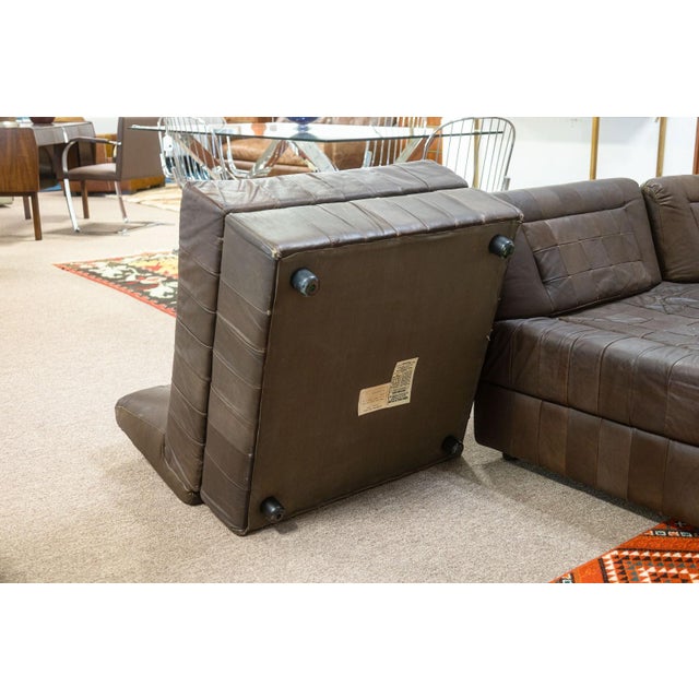 Vintage 1960s Percival Lafer Mp145 Modular Brown Leather 3pc Sectional Sofa For Sale In Detroit - Image 6 of 8