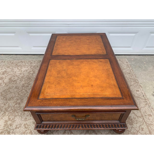 Ethan Allen "Morley"2 Drawer Leather Top Coffee Table.. Chairish