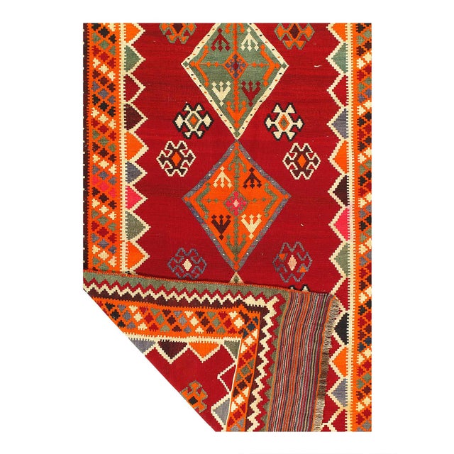 Traditional Pasargad DC Red Vintage Persian Kilim For Sale - Image 3 of 3