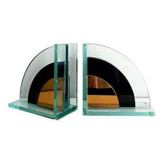 Art Deco Glass Bookends - a Pair For Sale