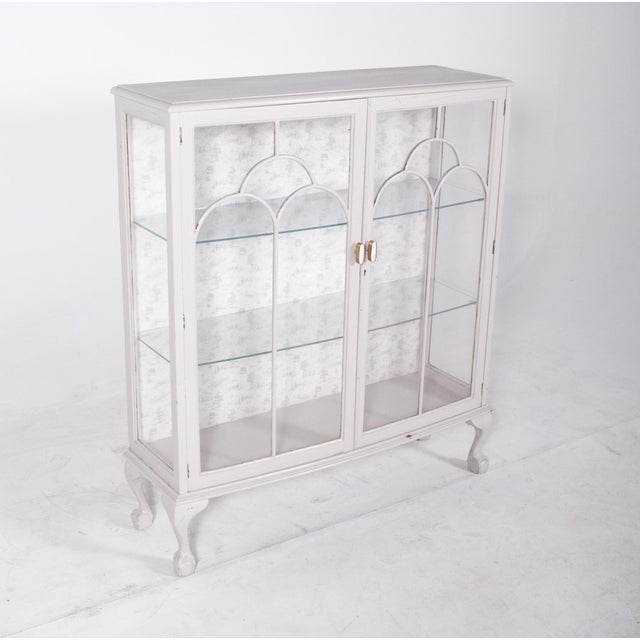 Portuguese White Painted Showcase Cabinet, 1920s For Sale - Image 12 of 14