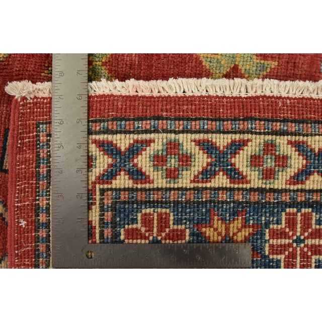 Kazak Rug 11′ X 14’9” Red Wool Tribal Hand-Knotted Oriental Carpet For Sale - Image 15 of 15