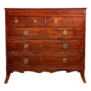 Antique Early 1800s Scottish Neoclassical Mahogany Chest of Drawers With Ebony Inlay For Sale
