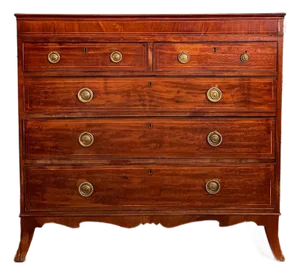 Antique Early 1800s Scottish Neoclassical Mahogany Chest of Drawers With Ebony Inlay