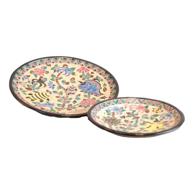 Vintage Ceramic Plates by Jérôme Massier, 1950s, Set of 2 For Sale
