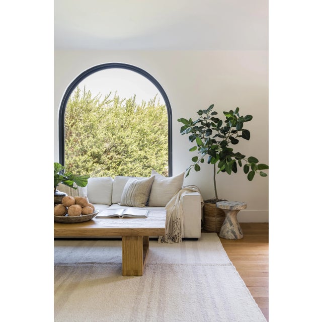 Ivory Pure Salt Koukila Broken Stripe Ivory Hand Woven Linen Area Rug, 8' X 11' For Sale - Image 8 of 13