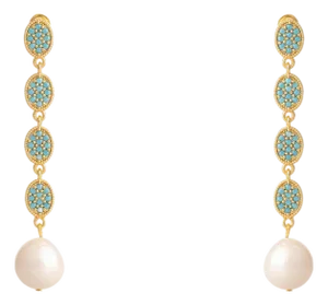 Turquoise Harmony Pearl Dangle Earrings, A Pair