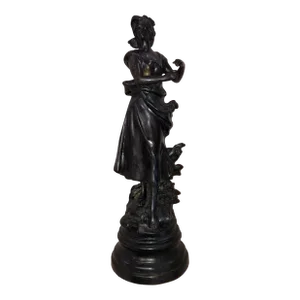 Vintage Mid 20th Century Bronze Statue Of Woman