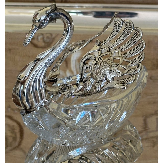 Early 20th Century Fabergé Inspired Sterling Silver & Crystal Swan For Sale - Image 12 of 12