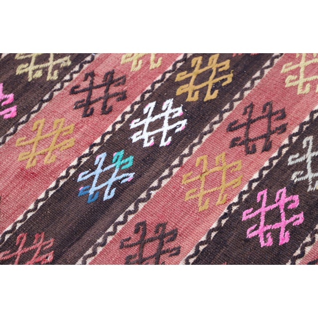 1970s Antique Southwestern Striped Design Nomadic Wool Kilim Rug For Sale - Image 4 of 10