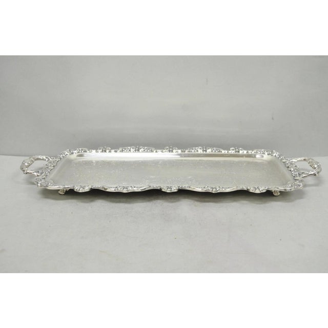 Vintage Old English Poole Silver Plated Footed Narrow Serving Platter Bar Tray For Sale - Image 14 of 17