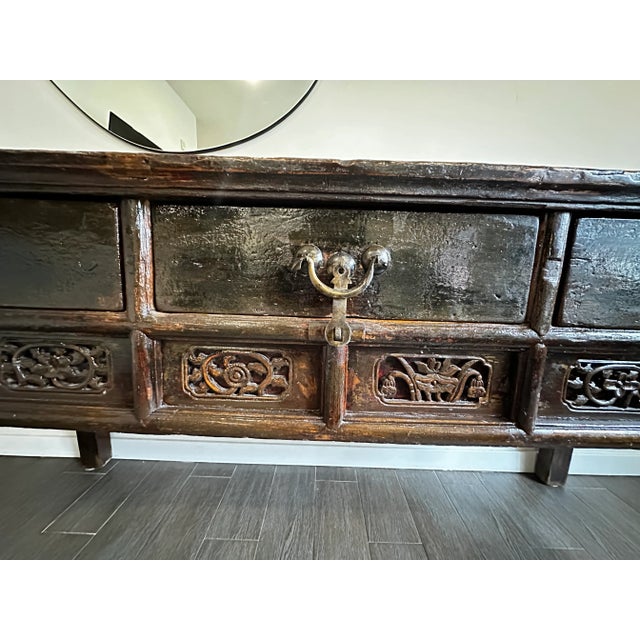 Brown Solid Wood Vintage Console Table For Sale - Image 8 of 11
