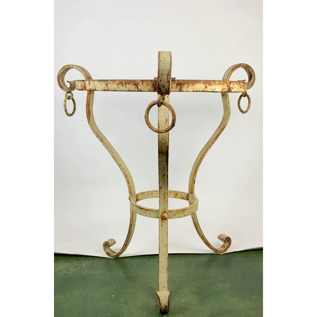 Hand Turned Iron Side Table With Glass Top For Sale - Image 11 of 13