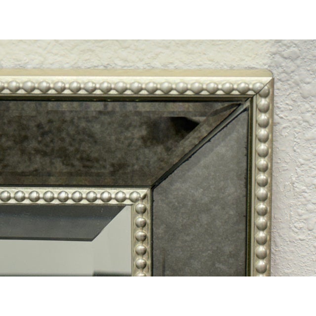 Hollywood Regency Style Silver Beaded Framed Wall Mirror For Sale In San Francisco - Image 6 of 12