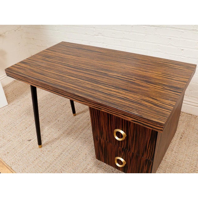 Madagascar 1950s Vintage Single Pedestal Double Drawer Desk For Sale - Image 11 of 11