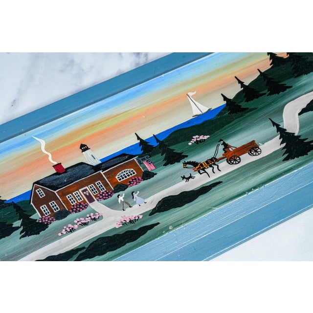 This delightful folk art painting by artists Virginia Young, dating from the 1990s, is a beautifully crafted piece on a...