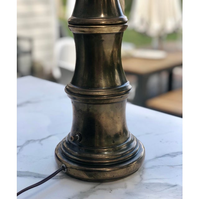 Late 20th Century Stiffel Faux Bamboo Brass Lamp For Sale In Raleigh - Image 6 of 9