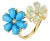 Kai Flora Blossom Turquoise and Opal Cocktail Ring in 14k Yellow Gold Ring, size 5.5 For Sale