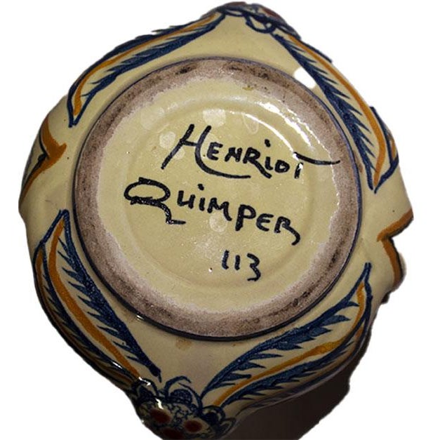 Henriot Quimper Pottery Salt and Pepper Cellar Breton Faience Chairish