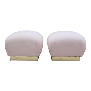 Karl Springer Style Pouf Ottomans - A Pair For Sale