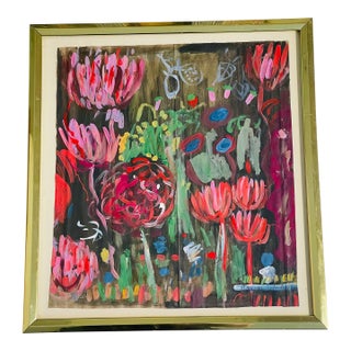 Abstract Painting by Elia Magical Garden in Moonlight Framed For Sale