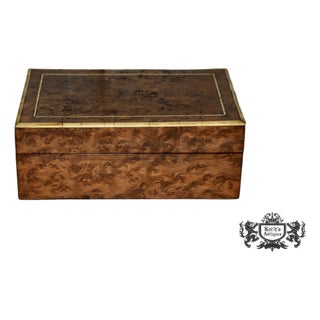 Vintage Traditional English Inlaid Burl Wood Box For Sale