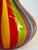 Late 20th Century Badash Hand Blown Art Glass Rainbow Stripe Vase Black Rim 9" Colorful For Sale - Image 4 of 10