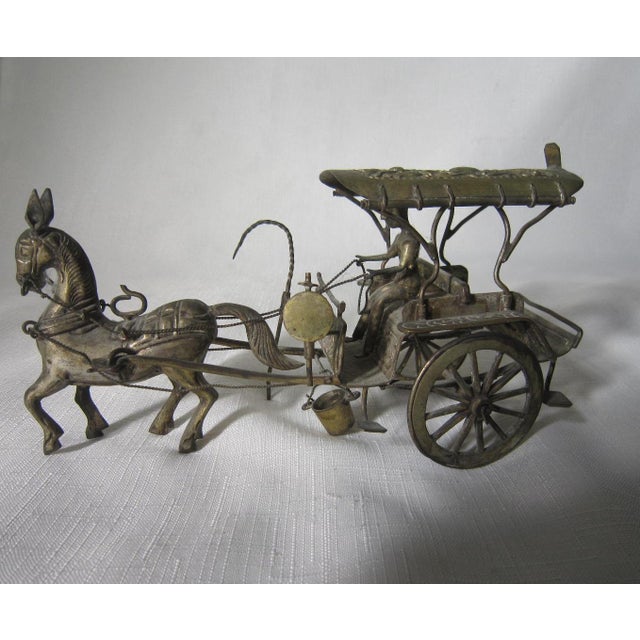 1950s Antique Djokja Indonesian Silver Carriage With Horse For Sale - Image 5 of 6