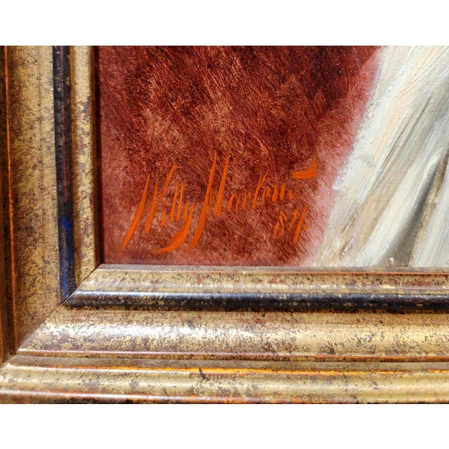 Willy Martens -Portrait of an Ottoman Concubine Wearing a Red Bandana-19th Century Orientalist Oil Painting For Sale - Image 9 of 11