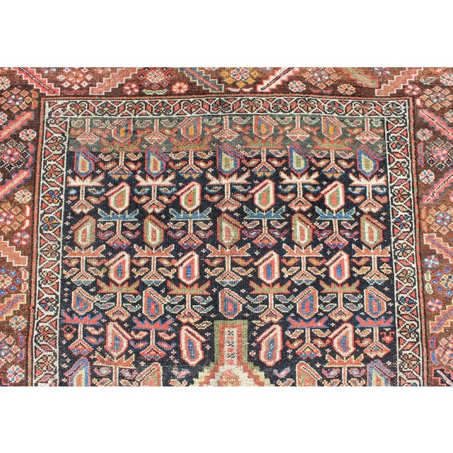 Antique Persian Hand Knotted Kurdish Colorful Rug With Medallion and Geometric Motifs For Sale - Image 10 of 13