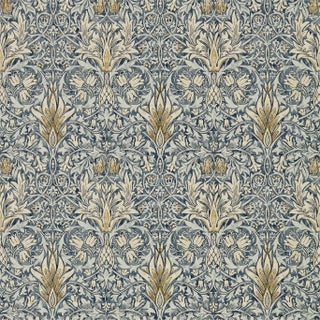 Morris & Co Snakeshead Wallpaper in Indigo/Cumin For Sale