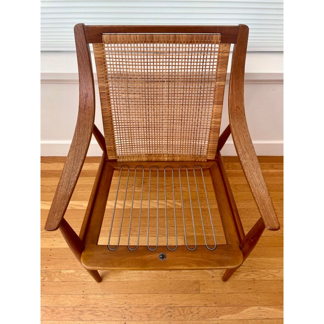 Wood Pair of 1960s Peter Hvidt & Orla Moregaard Teak Lounge Chairs With Caned Backs For Sale - Image 7 of 17