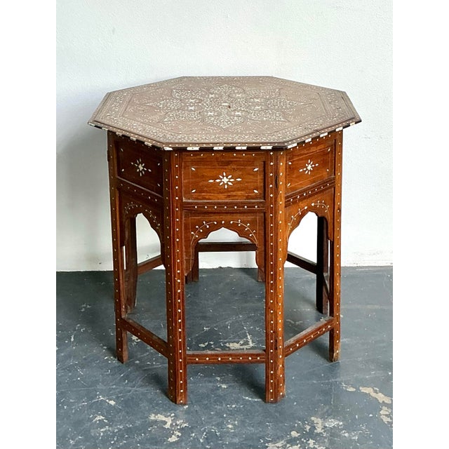 Vintage Octagonal Moroccan Inlay Side Table For Sale - Image 12 of 12