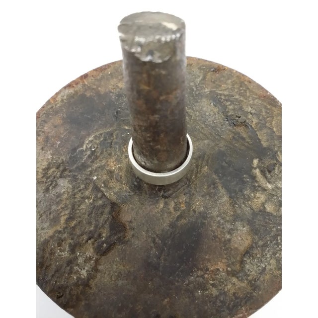 Brown WWI Solid Iron Nail Head Art Ring Holder For Sale - Image 8 of 9