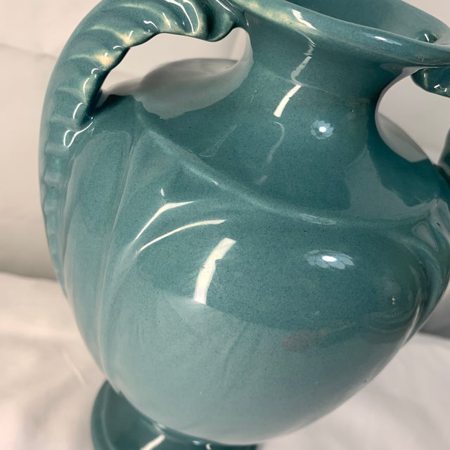 Mid-Century Modern Royal Haeger Pottery Feather Plume Vase With Dark Teal Glaze For Sale - Image 3 of 6
