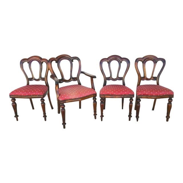 English Walnut Petite Dining Chairs - Set of 4 For Sale