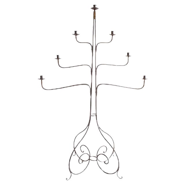 Large Wrought Iron Floor Candelabra, 1950s For Sale