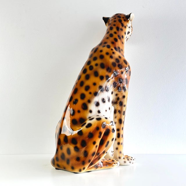 20th Century Italian Ceramic Leopard Floor Sculpture For Sale In New York - Image 6 of 18