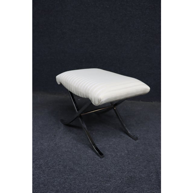 Mid-Century Modern Mid Century Modern Style X-Base Chrome Stool For Sale - Image 3 of 9