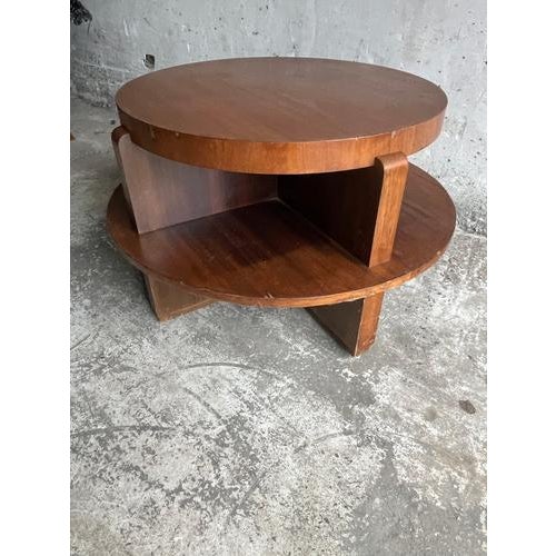 Vintage Art Deco Round Coffee Table with Double Tier For Sale - Image 3 of 13