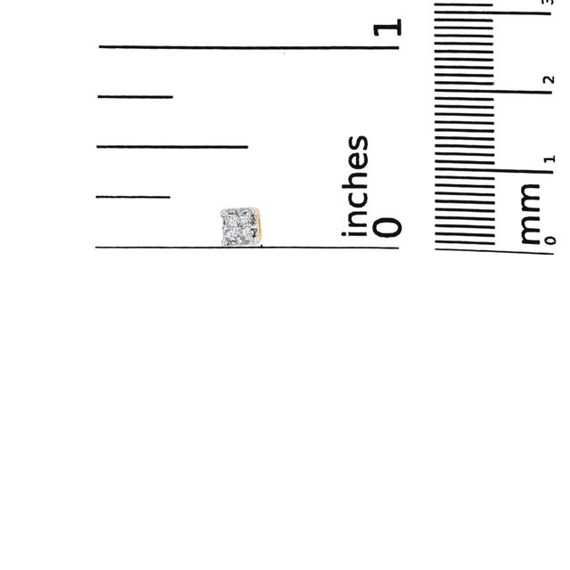 10k Yellow Gold Princess Diamond Quad Stud Earrings (1/4 cttw, J-K Color, I2-I3 Clarity) For Sale In New York - Image 6 of 6