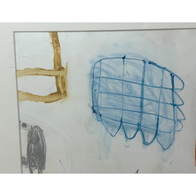 1990s Modern Original Mimi Young Abstract Acrylic Object Painting on Paper Framed For Sale - Image 11 of 13