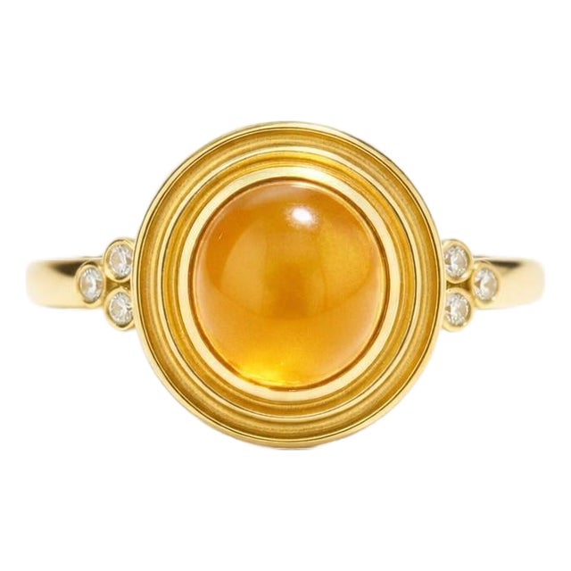Vintage Inspired Citrine and Topaz Ring in Silver, Gold, Size 6 For Sale